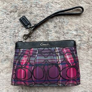 Y2K Coach Plaid Poppy Wristlet